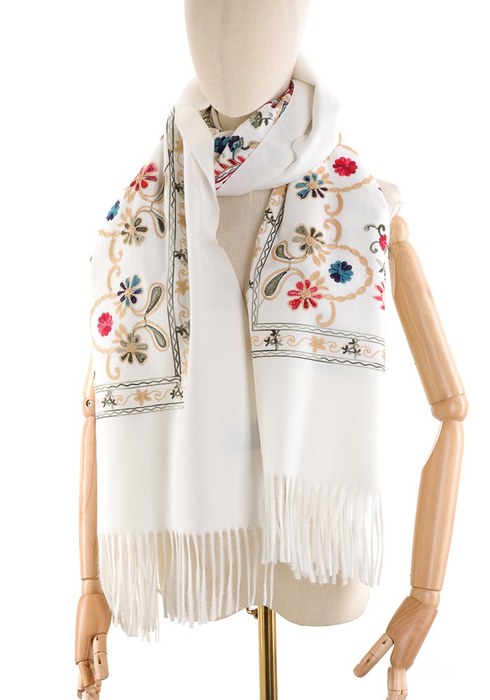 Écharpe Fil d'Or et d'Hiver - Blanc Neige