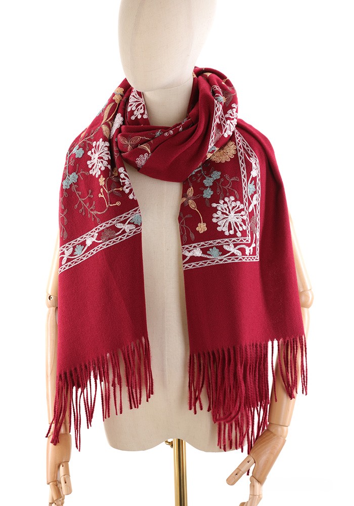 Écharpe Fil d'Or et d'Hiver - Rouge Écarlate